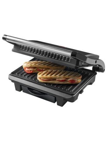 Panini Grill – 1000W – opvangbakje voor vet – Zwart